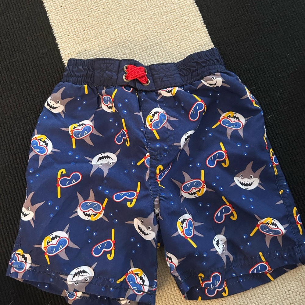 Shark Print Kids Swim Shorts